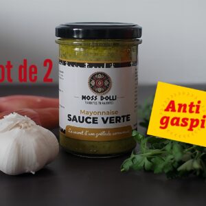 Pack duo Moss Dolli anti-gaspi composé de deux pots de sauces artisanales, parfait pour découvrir des saveurs uniques tout en luttant contre le gaspillage