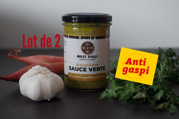 Pack duo Moss Dolli anti-gaspi composé de deux pots de sauces artisanales, parfait pour découvrir des saveurs uniques tout en luttant contre le gaspillage